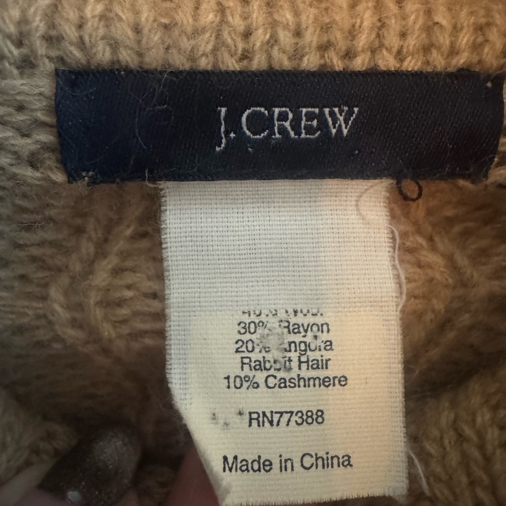 J CREW Wool Angora Cashmere Blend Cable Knit Turtleneck Sweater Size Medium - Picture 4 of 4